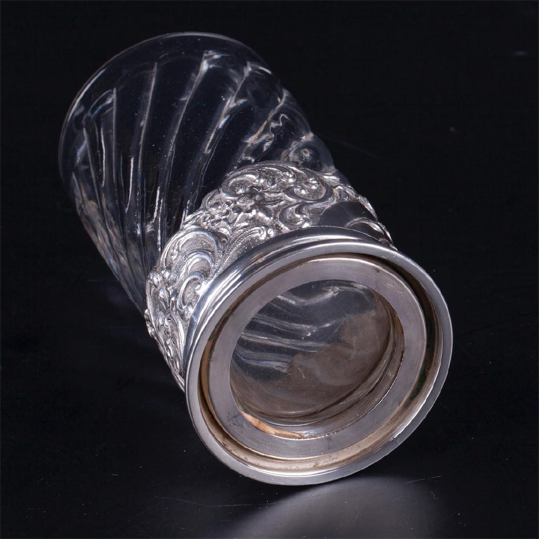 Antique French silver mounted pitcher with 6 silver — image 5