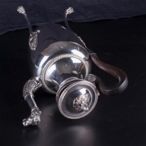 Antique French silver coffee kettle with a wooden — image 5