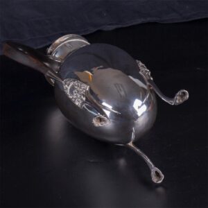 Antique French silver coffee kettle with a wooden — image 6