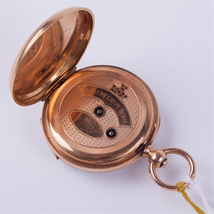 Open face case gold pocket watch — image 4
