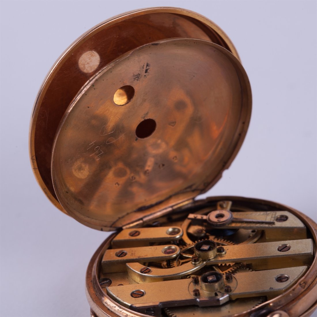 Open face case gold pocket watch — image 5