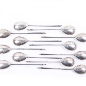 Russian silver set of 12 tea spoons — image 1