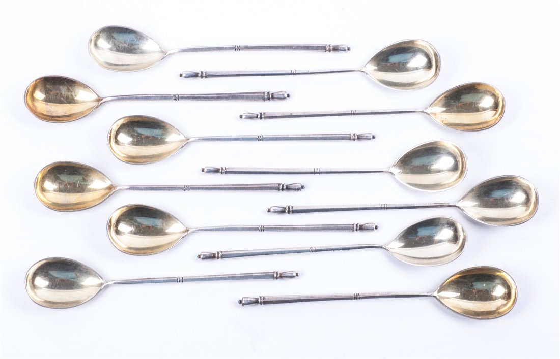 Russian silver set of 12 tea spoons — image 3