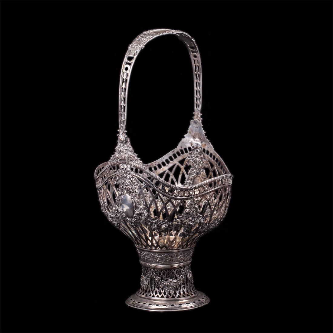 Antique German silver fruit vase with handle — image 1