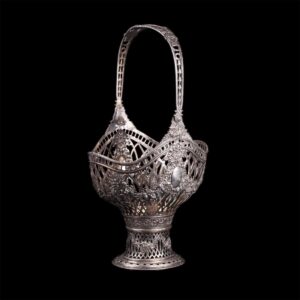 Antique German silver fruit vase with handle — image 3