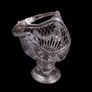 Antique German silver fruit vase with handle — image 4