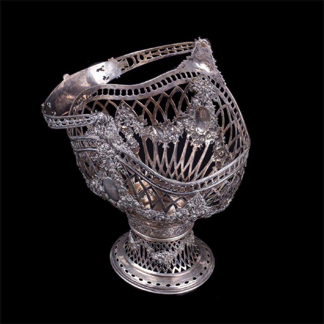 Antique German silver fruit vase with handle — image 4