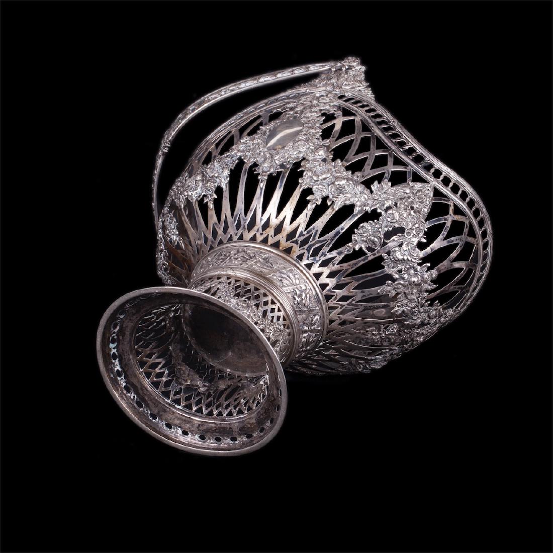 Antique German silver fruit vase with handle — image 7