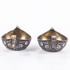 Russian silver enamel pair of kovshs — image 4