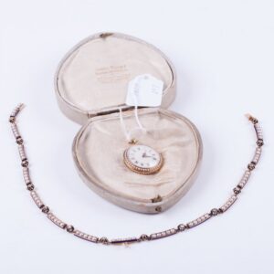 Enamel and pearl gold pocket watch with gold blue — image 2