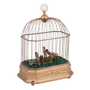 Musical antique cage with three birds in it — image 4
