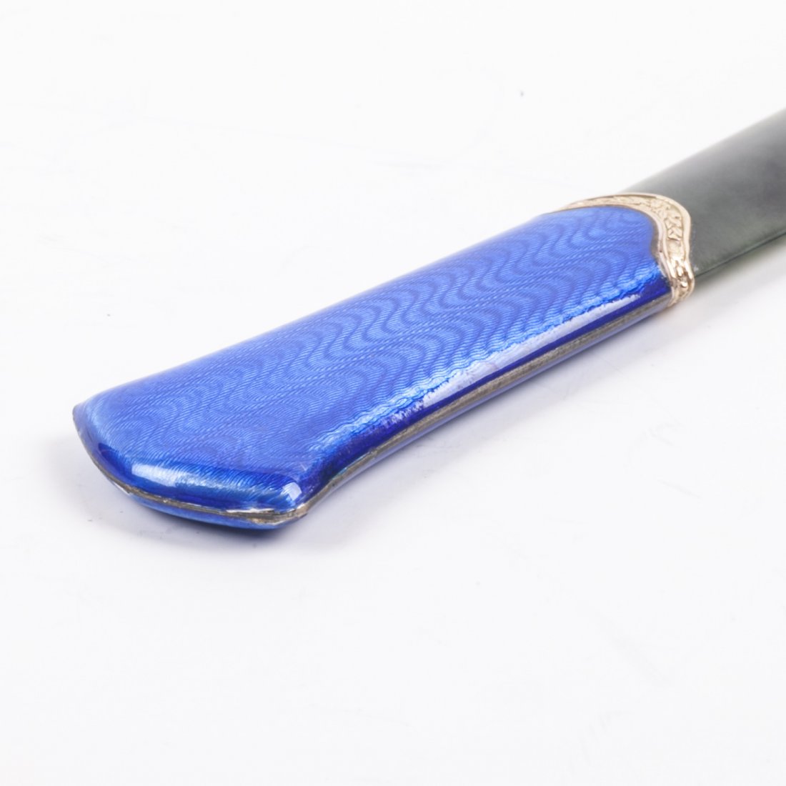Russian gold paper knife with blue enamel and nephrite — image 4