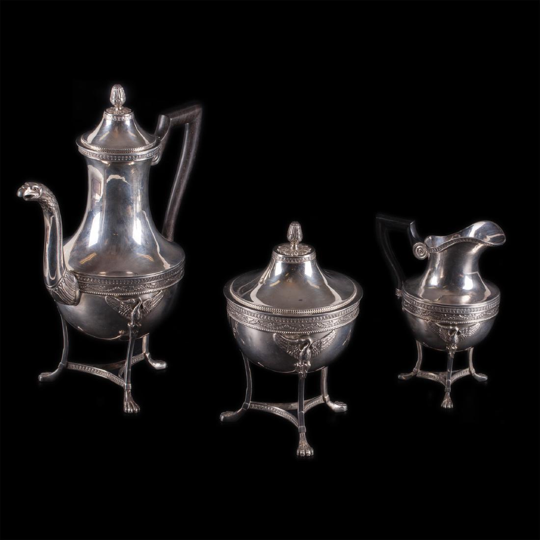 Antique French silver coffee set of 3 parts — image 1