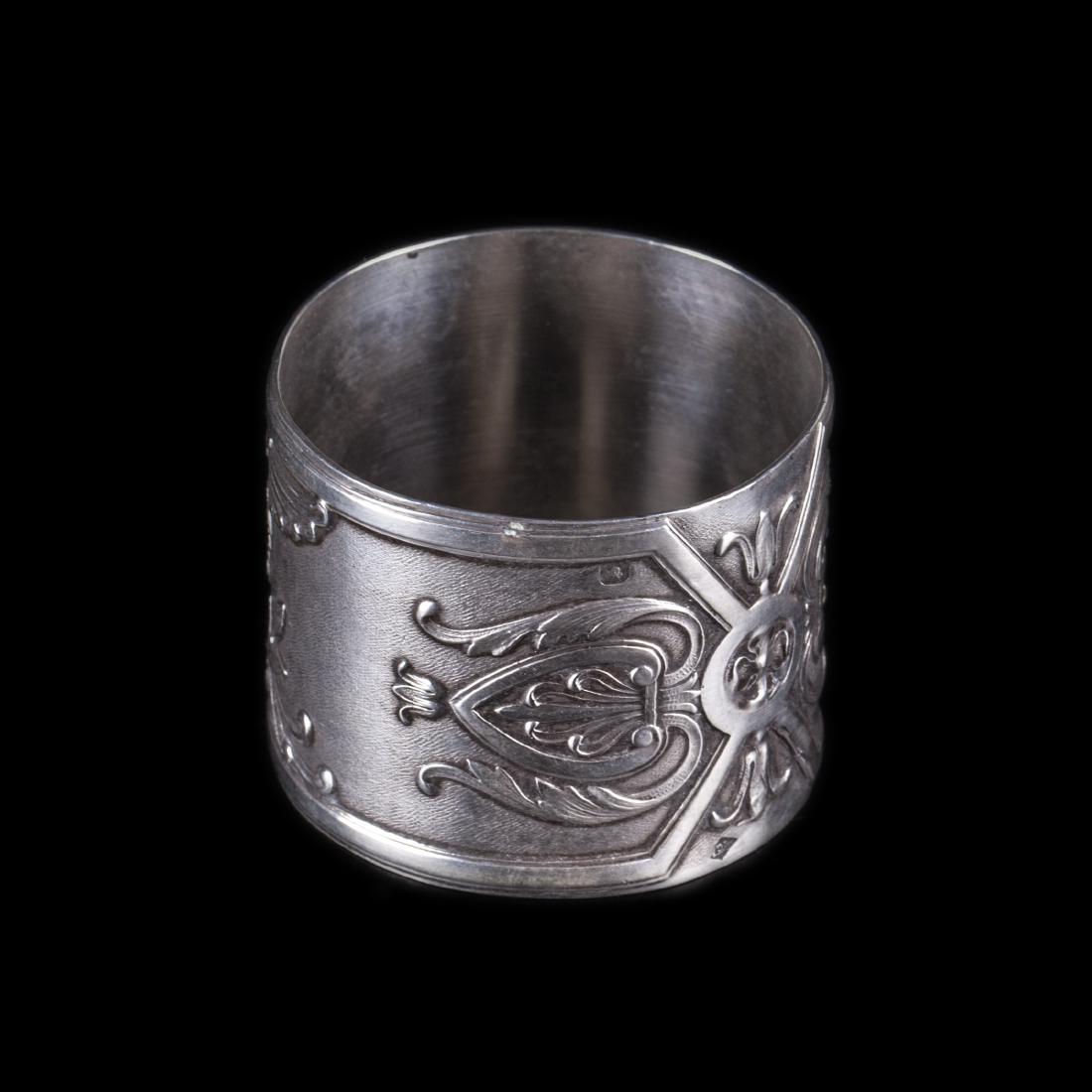 Antique French engraved silver napkin ring — image 1