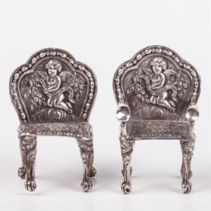Antique silver French miniature dollhouse furniture set — image 3