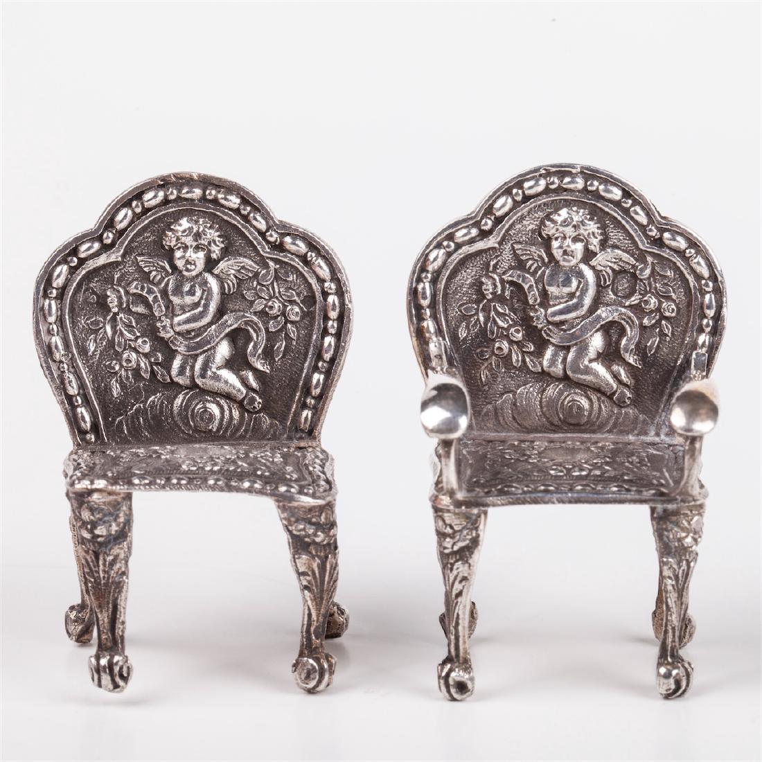 Antique silver French miniature dollhouse furniture set — image 3