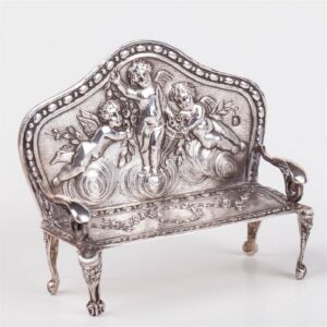Antique silver French miniature dollhouse furniture set — image 4