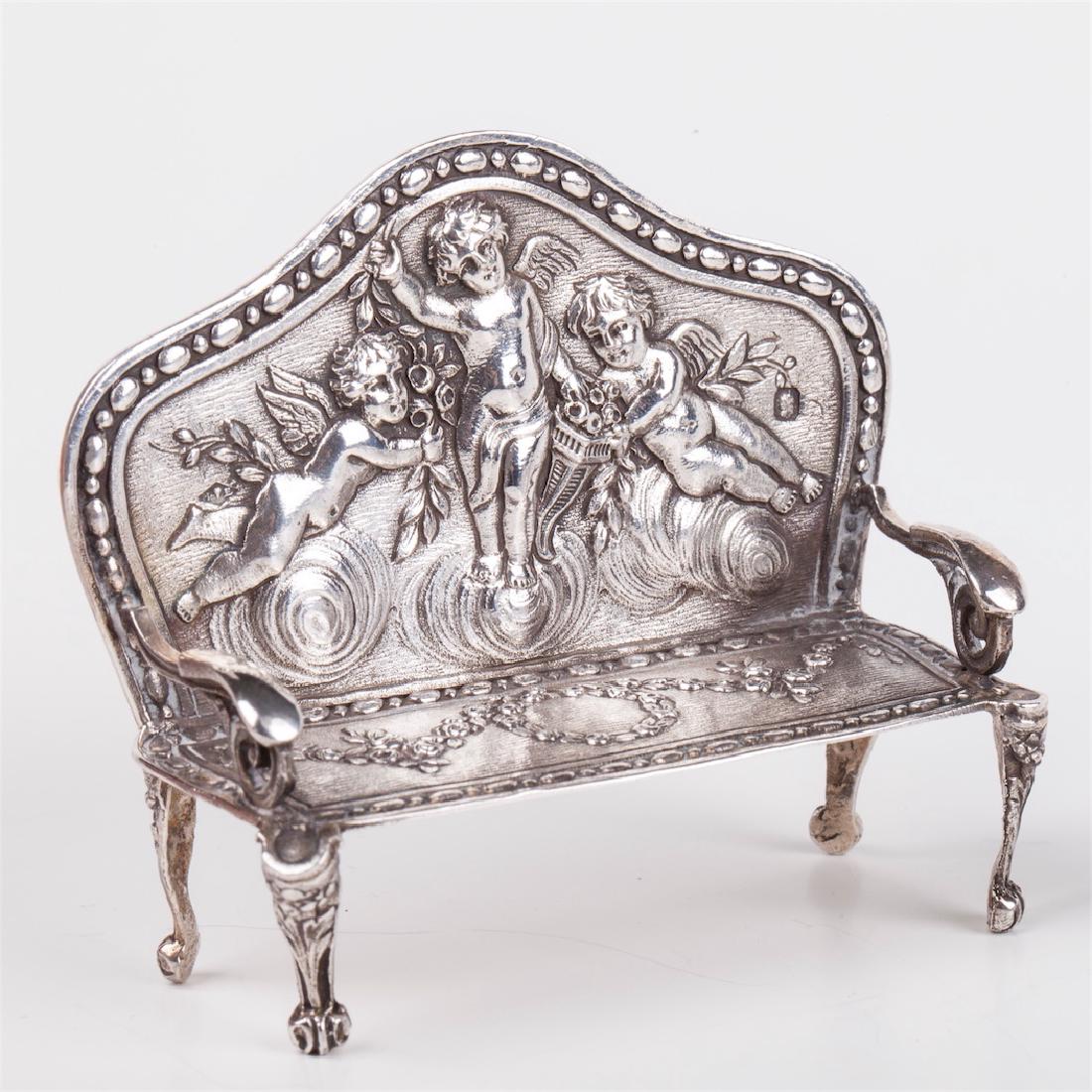 Antique silver French miniature dollhouse furniture set — image 4