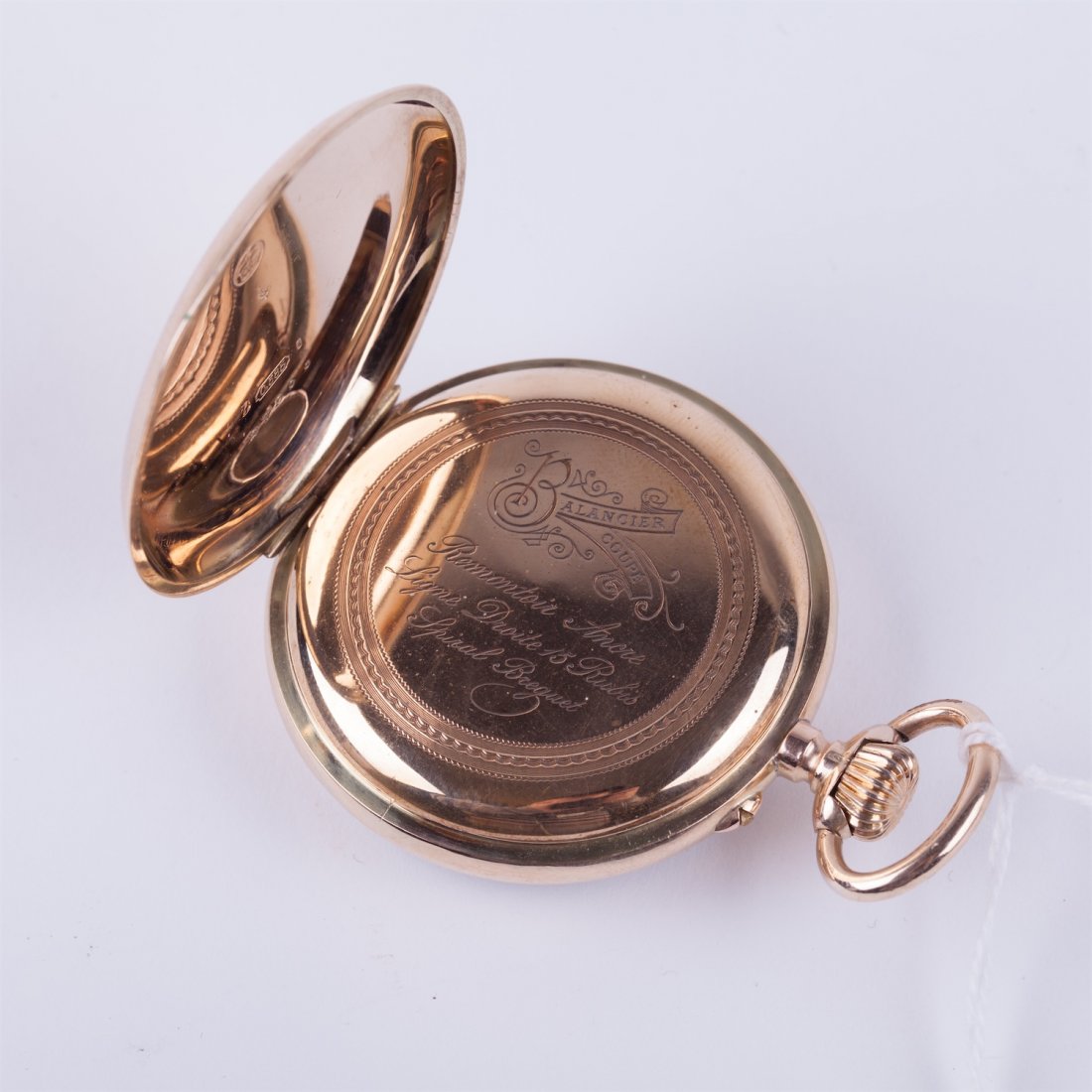 Open face gold pocket watch witch box. — image 5
