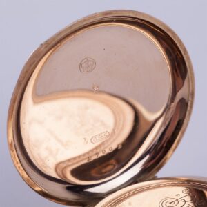 Open face gold pocket watch witch box. — image 6
