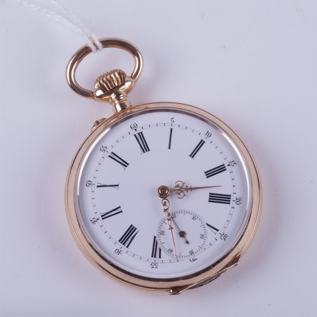 Open face gold pocket watch witch box. — image 8