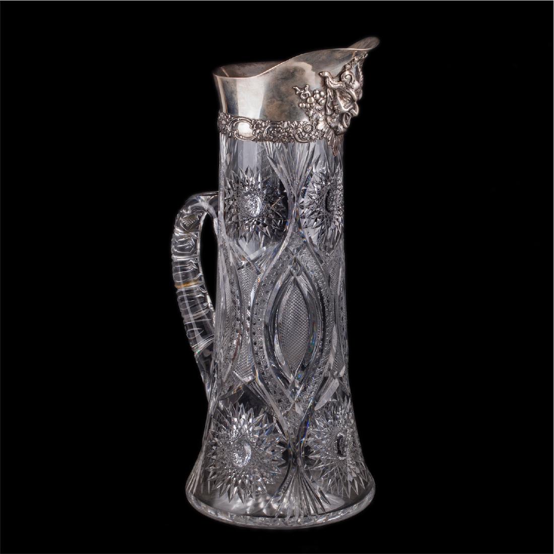 Tiffany huge silver mounted cut glass pitcher — image 1