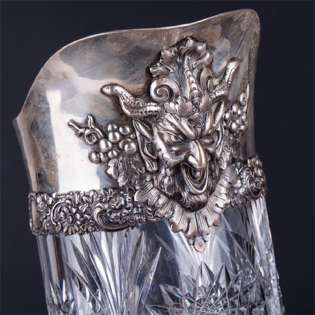 Tiffany huge silver mounted cut glass pitcher — image 2