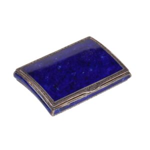 Antique silver and electric blue guilloche enamel box — image 1