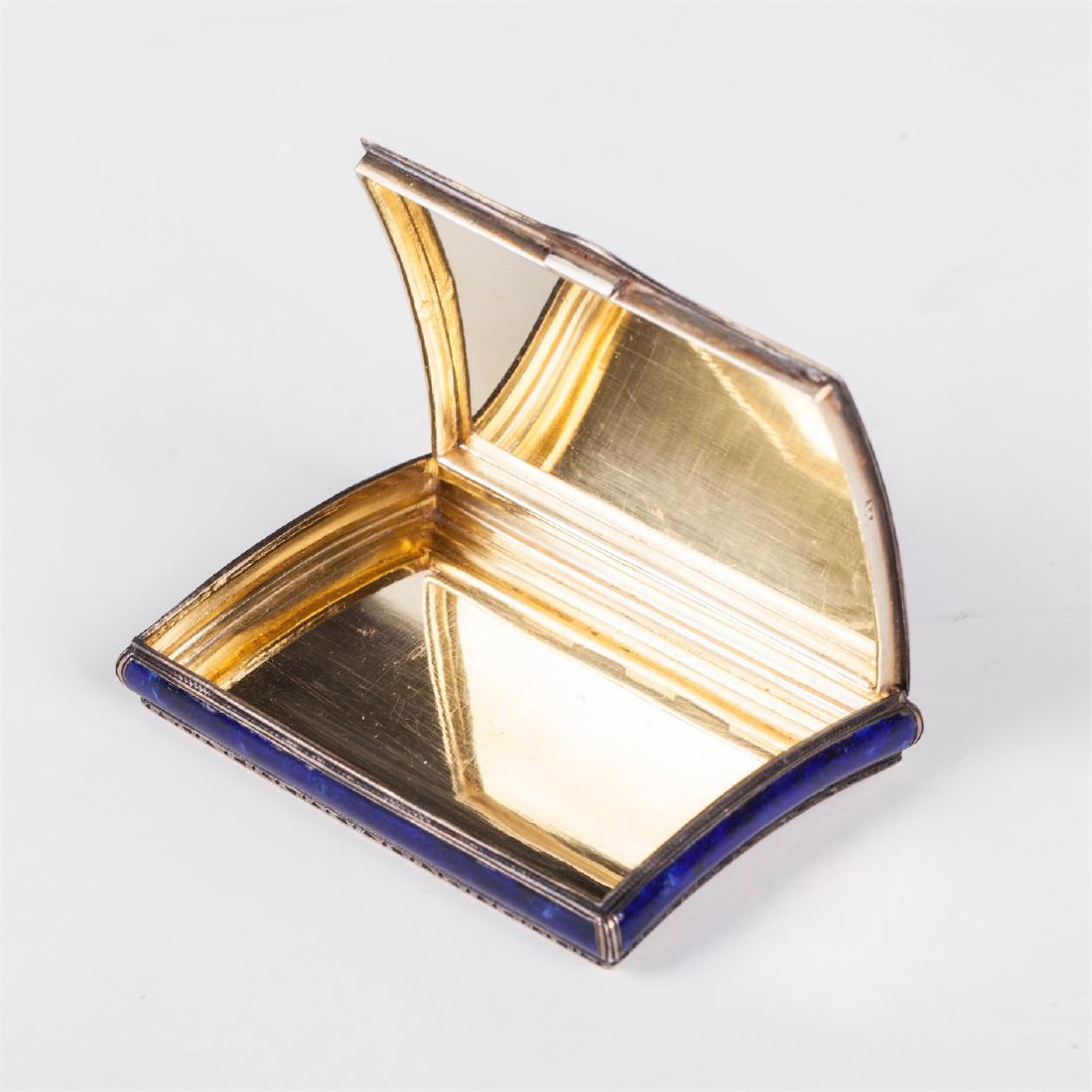Antique silver and electric blue guilloche enamel box — image 3