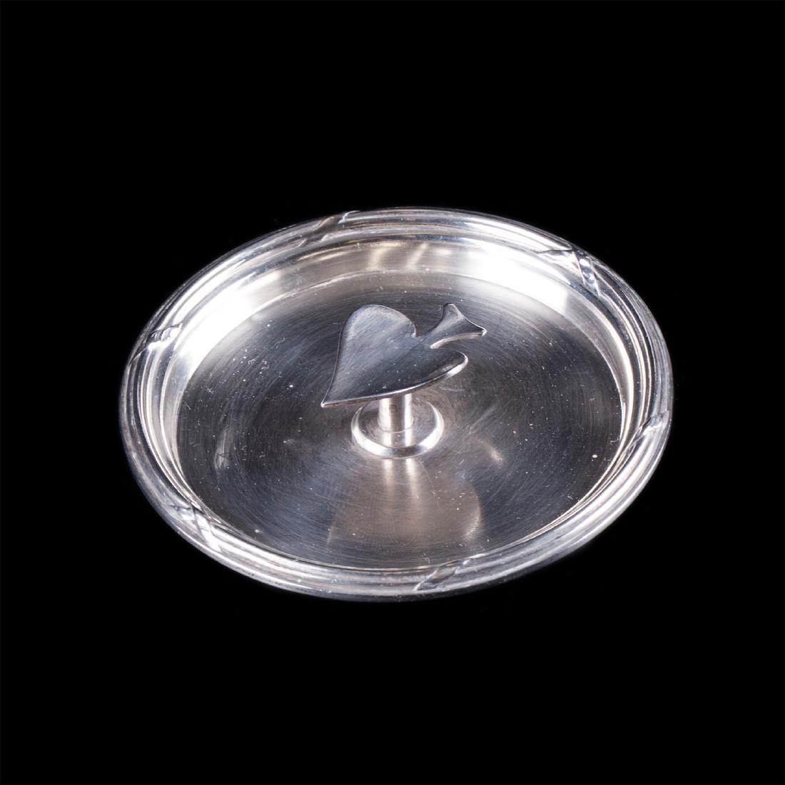 Antique French silver playing card ashtrays — image 1