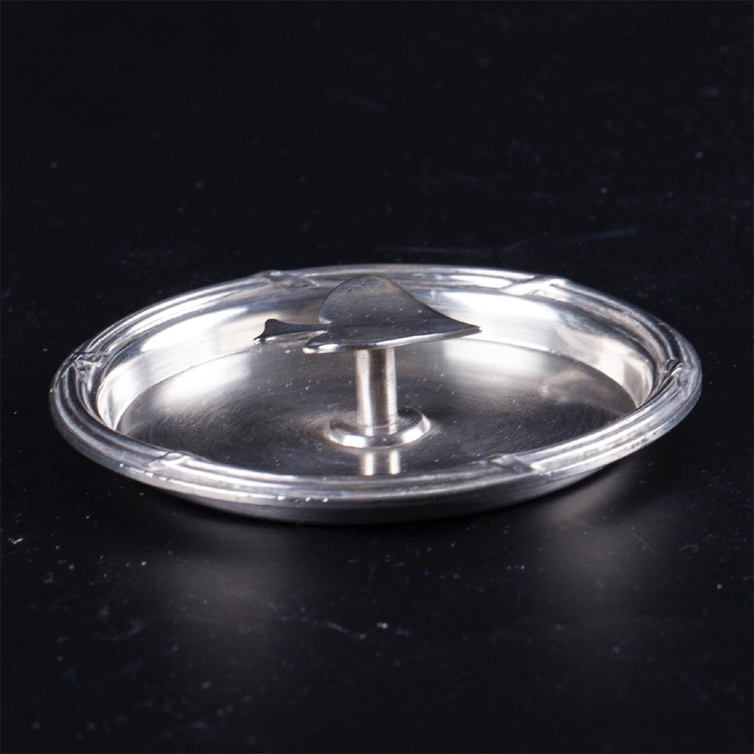 Antique French silver playing card ashtrays — image 2