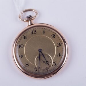 Open face gold pocket watch. — image 1
