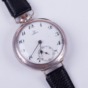 Large silver wristwatch "Omega" with enamel dial. — image 1