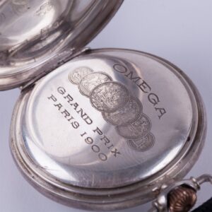 Large silver wristwatch "Omega" with enamel dial. — image 3