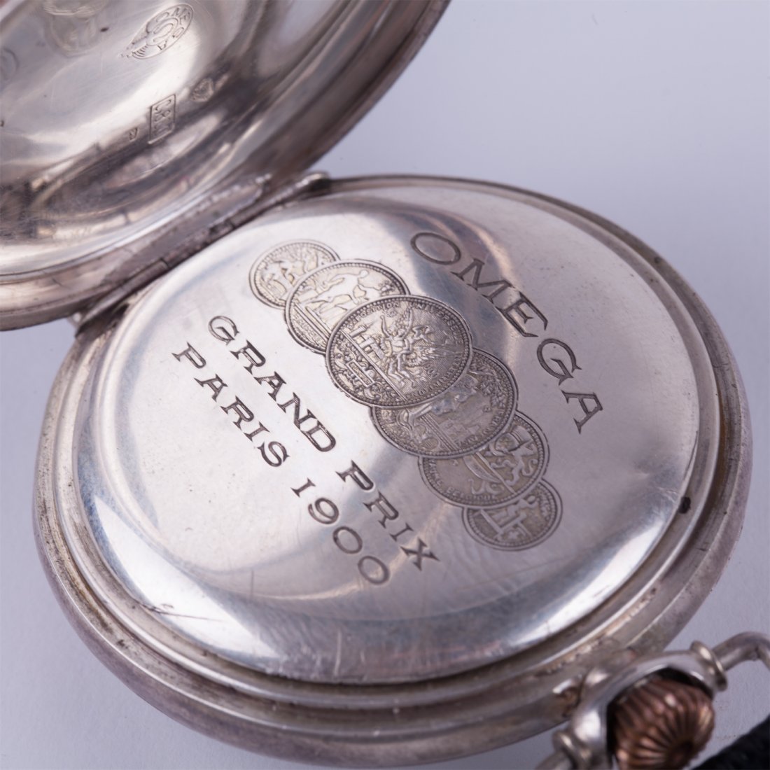 Large silver wristwatch "Omega" with enamel dial. — image 3