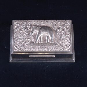 Antique silver cigarette/cigar box with wooden inserts — image 2