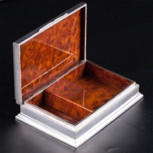 Antique silver cigarette/cigar box with wooden inserts — image 3
