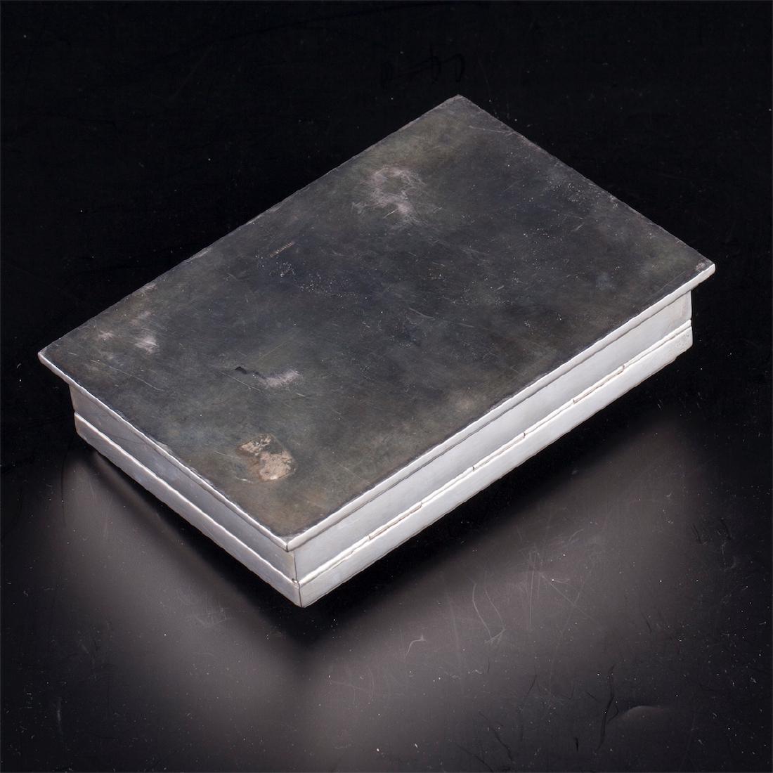 Antique silver cigarette/cigar box with wooden inserts — image 4
