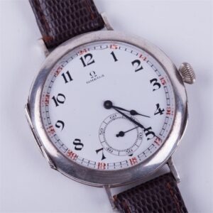 Large silver wristwatch "Omega" with enamel dial. — image 2