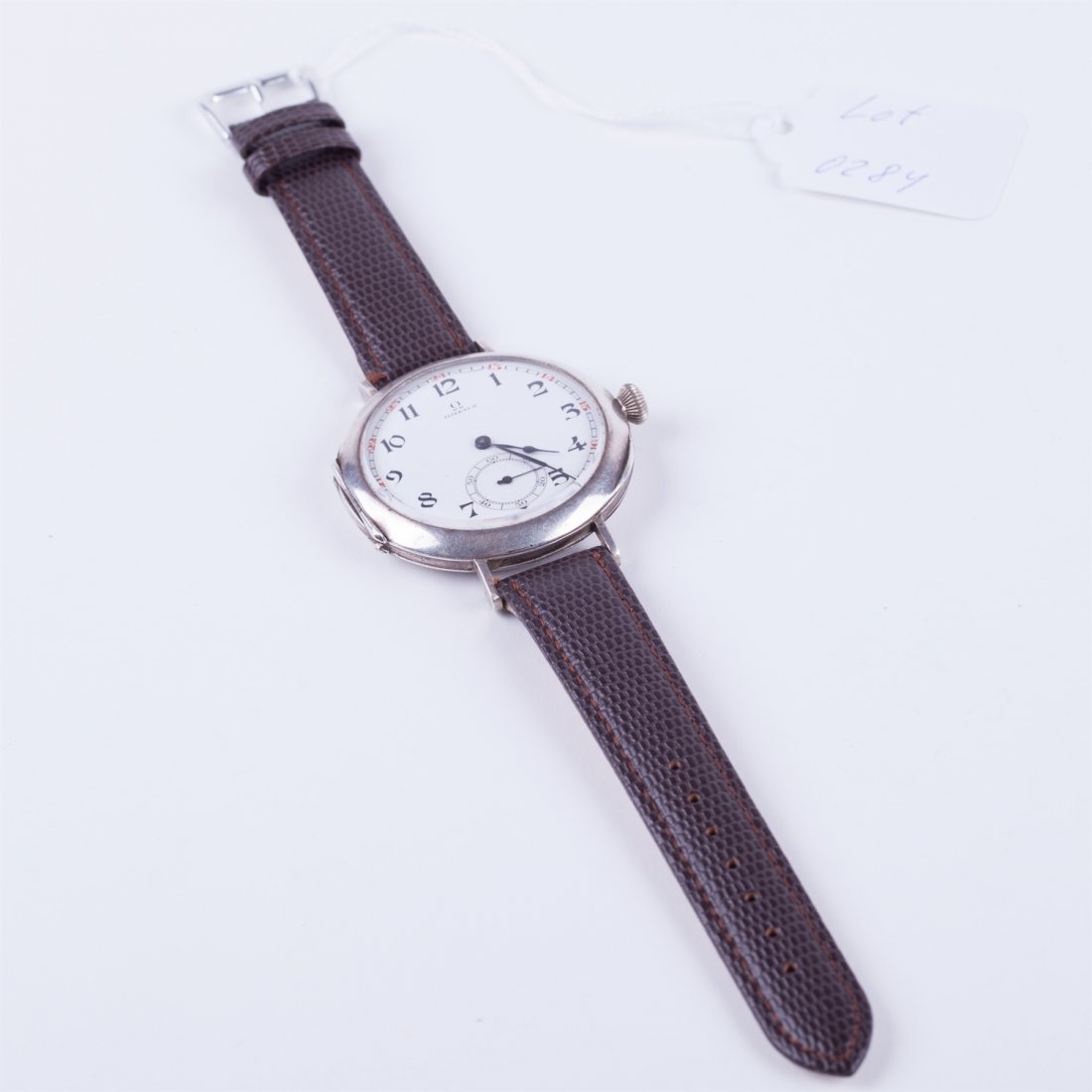 Large silver wristwatch "Omega" with enamel dial. — image 3