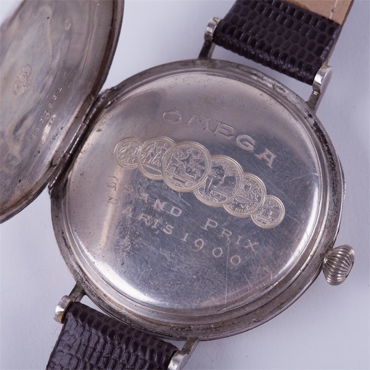 Large silver wristwatch "Omega" with enamel dial. — image 5