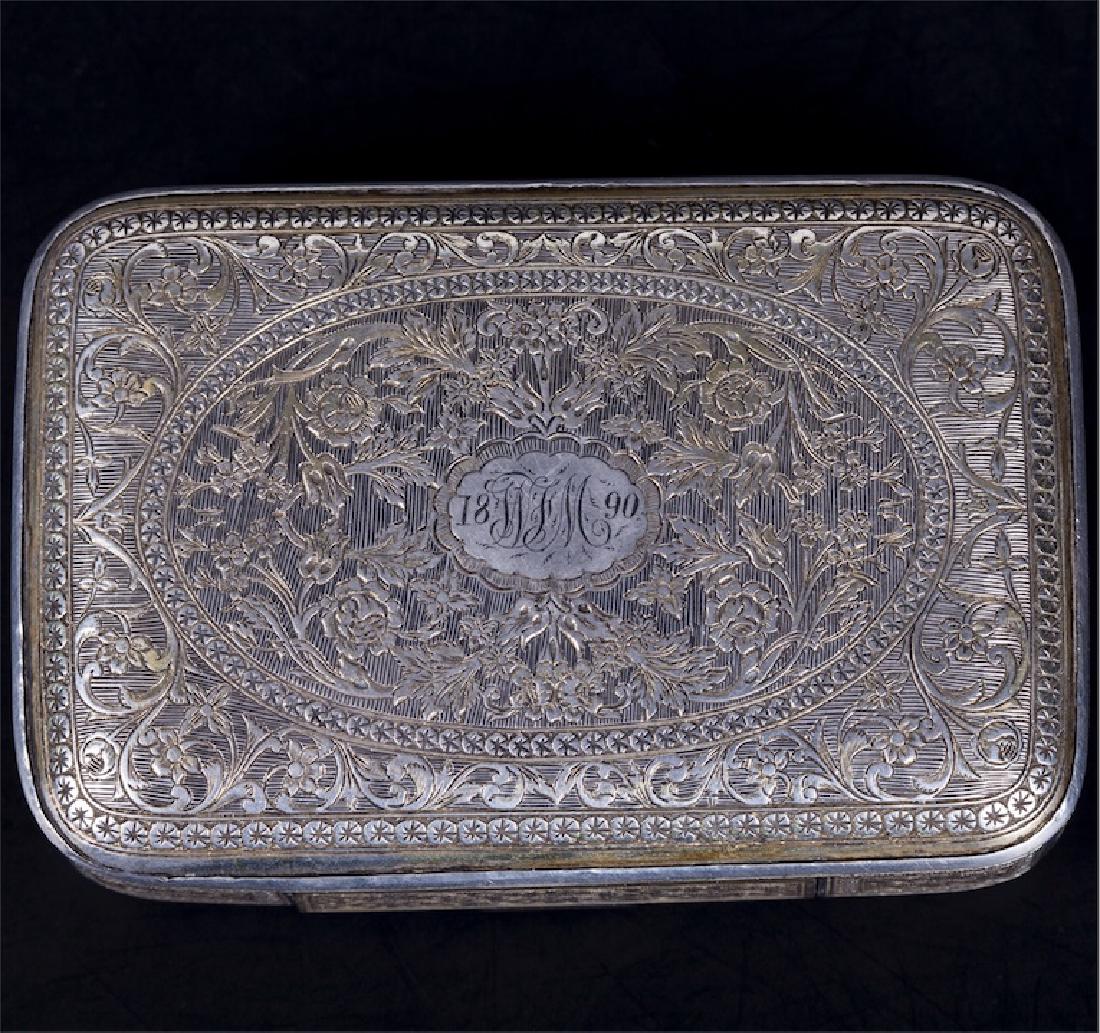 Antique Turkish silver cigarette case with a floral — image 2