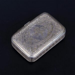Antique Turkish silver cigarette case with a floral — image 3