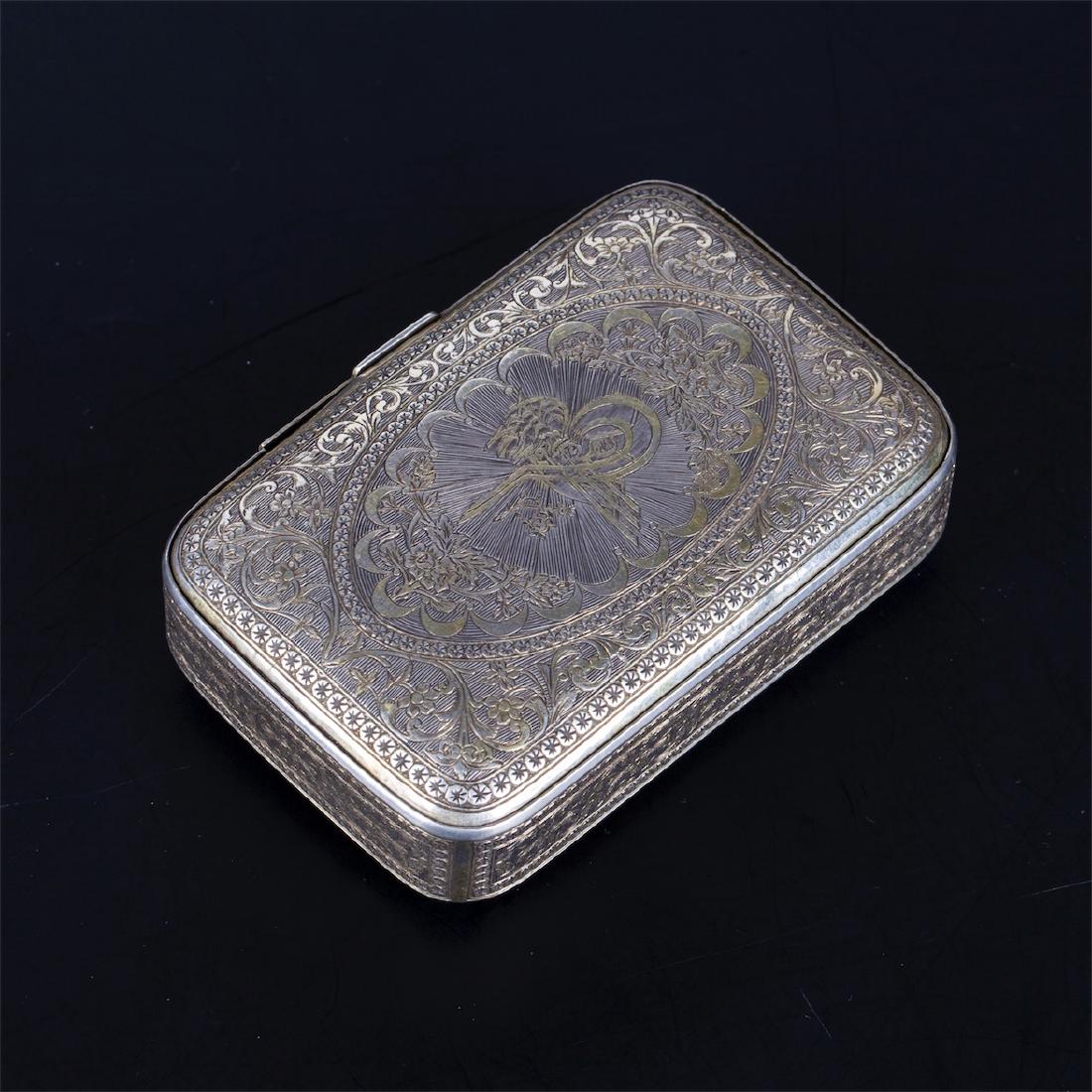 Antique Turkish silver cigarette case with a floral — image 3