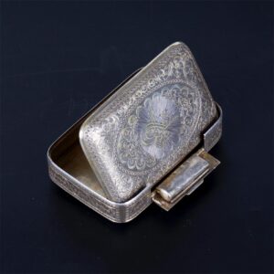Antique Turkish silver cigarette case with a floral — image 4
