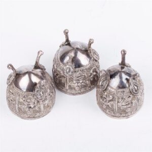 Antique silver 3 egg-cups. Indo-China — image 4