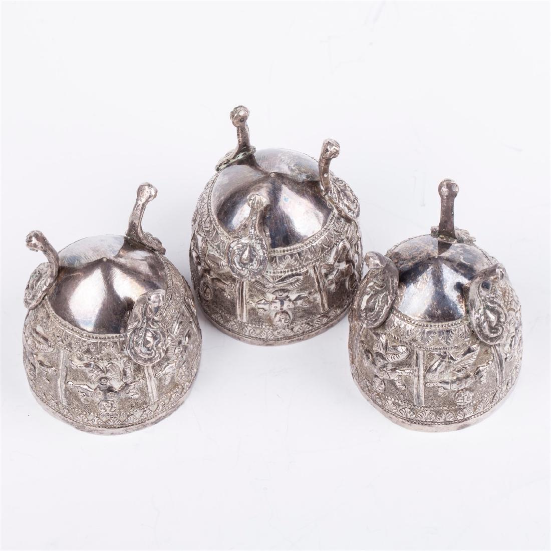 Antique silver 3 egg-cups. Indo-China — image 4
