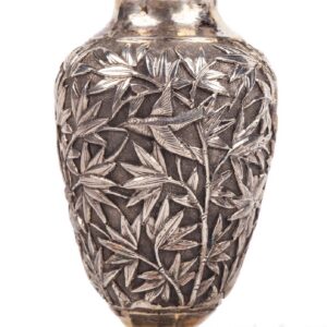 A pair of antique silver salt cellars with floral — image 2