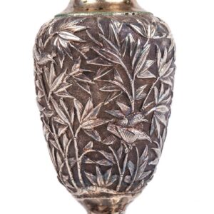 A pair of antique silver salt cellars with floral — image 3