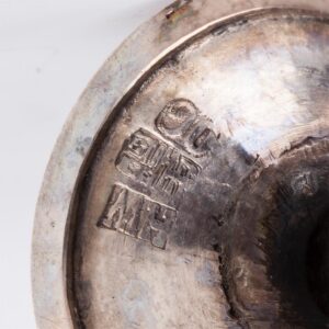 A pair of antique silver salt cellars with floral — image 6